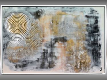 Golden Wheels - Abstract Painting in Frame thumb