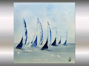 Sailboat Race II - abstract art on stretched canvas thumb