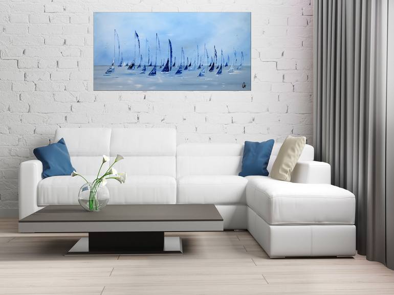 Original Abstract Sailboat Painting by Edelgard Schroer