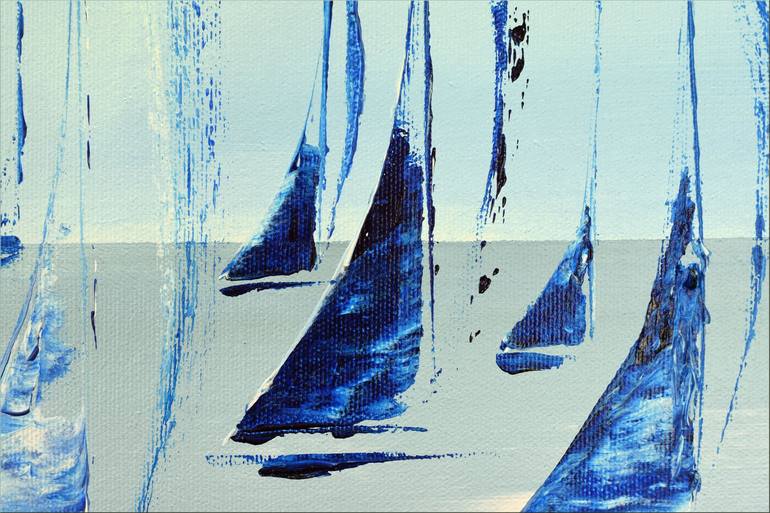 Original Abstract Sailboat Painting by Edelgard Schroer