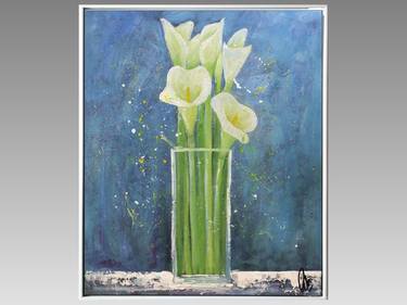 White Callas- Abstract Flowers in Frame thumb