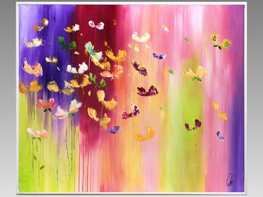 Colourful Spring - Abstract Flower Painting in Frame thumb