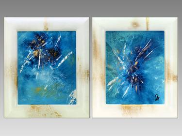 Secrets of Summer - Blue Golden Abstracts in Frame thumb