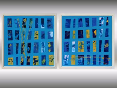 Variations in Blue - Abstract Acrylic Paintings in Frame thumb