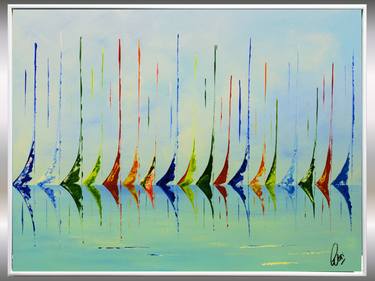 Full Sails - Abstract Sailboat Painting in Frame thumb