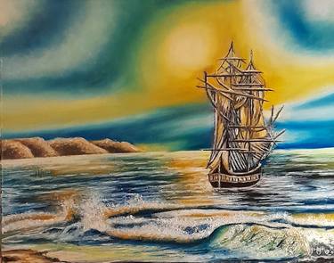 Print of Impressionism Boat Paintings by Marija Mitrovic