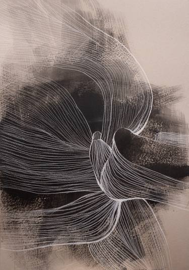 Original Abstract Expressionism Floral Drawings by Monika Konczakowska