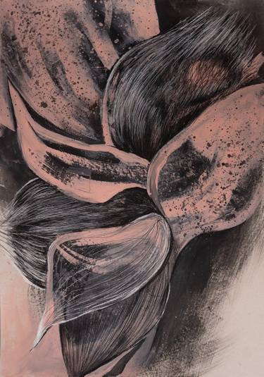 Original Abstract Expressionism Floral Drawings by Monika Konczakowska