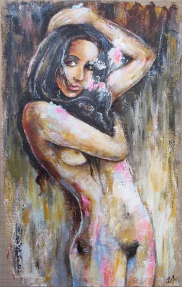 Naked Women. Abstract Painting. Nude. Emotion Rain 2. Vibrant thumb