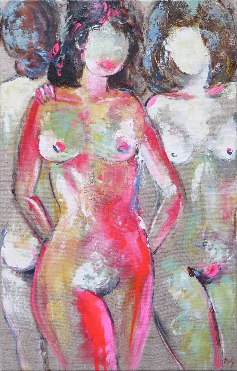 Naked Women. Abstract Painting. Nudes. Standing Women Painting by Bat Ella  | Saatchi Art