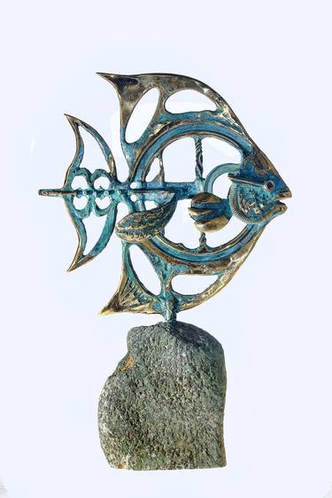 Ocean Art Lace Metal Fish Gift Bronze Sculpture Home Decor thumb