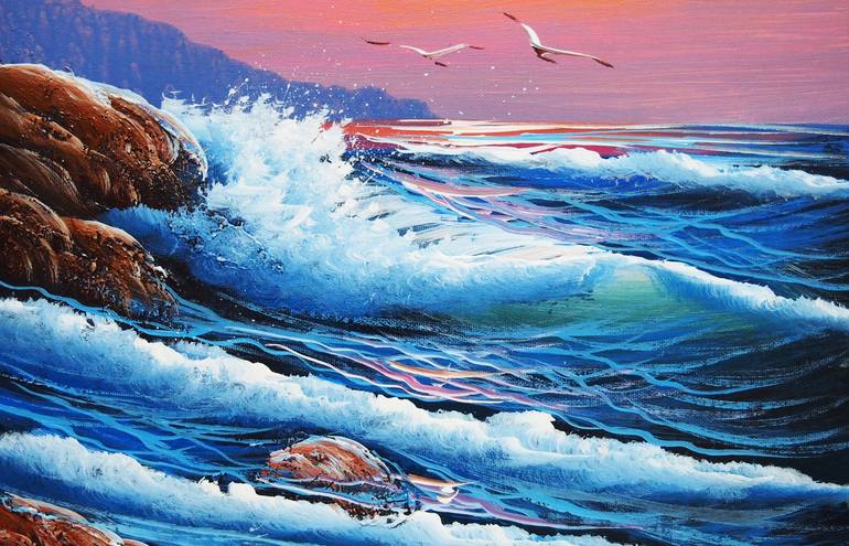 Original Fine Art Beach Painting by Shirley Chan