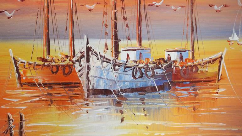 Original Conceptual Boat Painting by Shirley Chan