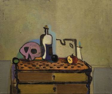 Still Life with Skull, Bottle and Fruits thumb