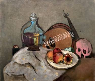 Chestnut, Jar, Skull, Lute and Fruits thumb