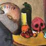 Title: „Stilleben mit Schädel, Flasche, Früchten und Schmuckbox“.
Signed on the front-side and backside.
Size: 55 x 40 x 4 cm.
(please note: dimensions are given in centimeters)
Weight: ca. 1000 gr. Shipping weight ca. 6000 gr.
Condition: perfect.
Comes with photo-certification.