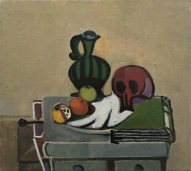 Still Life with Skull, Vase, Book and Fruits thumb