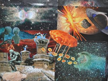 Original Outer Space Collage by Cigdem Reijer