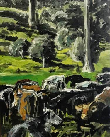Original Expressionism Cows Paintings by Nicholas Aplin