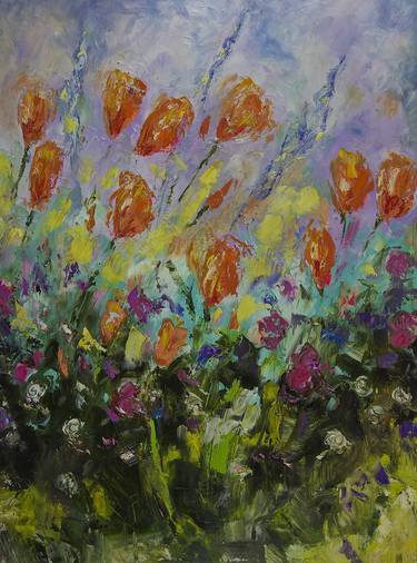 Print of Abstract Expressionism Floral Paintings by Diana Raponi