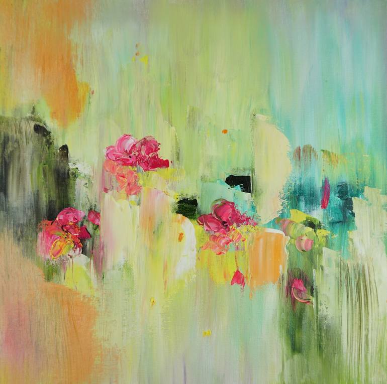 Original Abstract Floral Painting by Diana Raponi