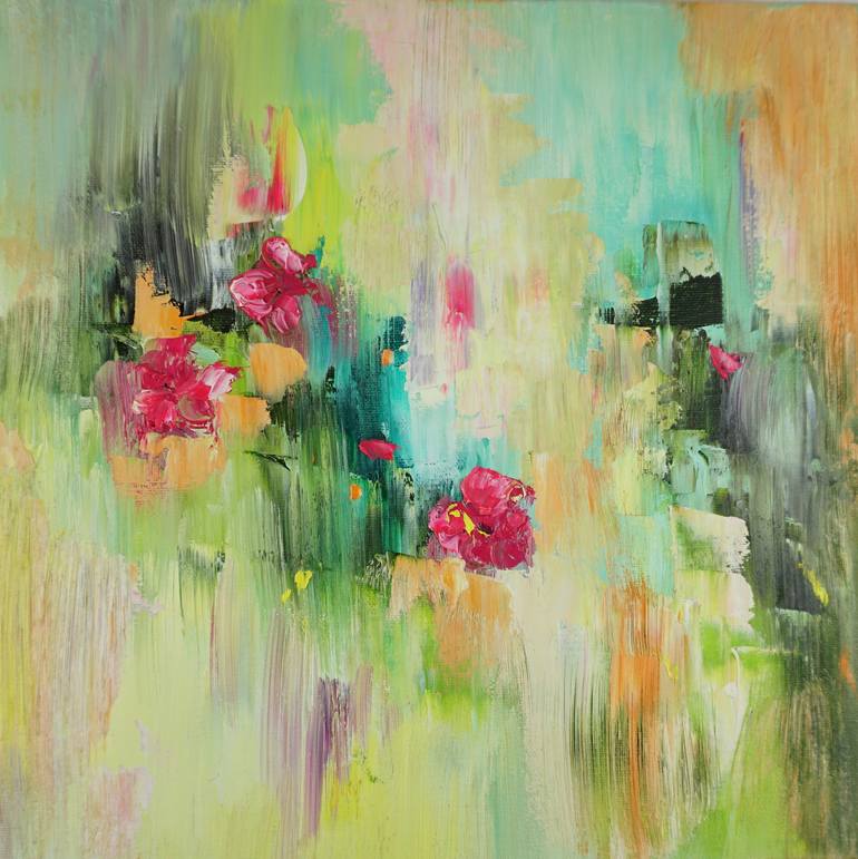 Original Abstract Floral Painting by Diana Raponi