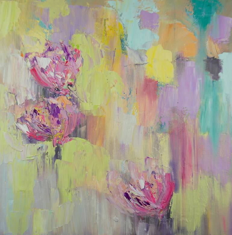 Original Abstract Floral Painting by Diana Raponi