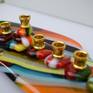 Beautiful colorful Glass Art Hanukiah/Menorah