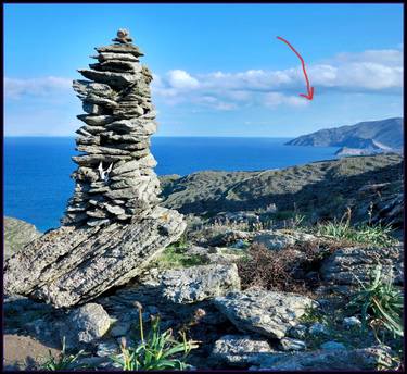 Stone Cairn on the island of Kithnos, Greece thumb
