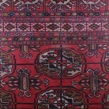 Persian Rug Piece on Red Ground thumb