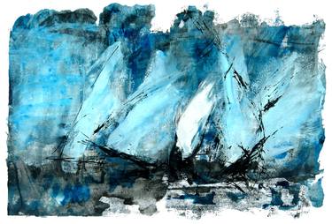 Print of Abstract Expressionism Sailboat Printmaking by Ellen Howell