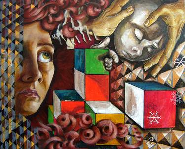 Print of Cubism Portrait Paintings by andrea bernath