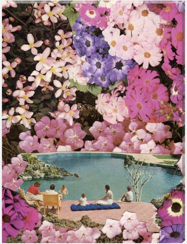 Floral swimming pool pink canvas thumb