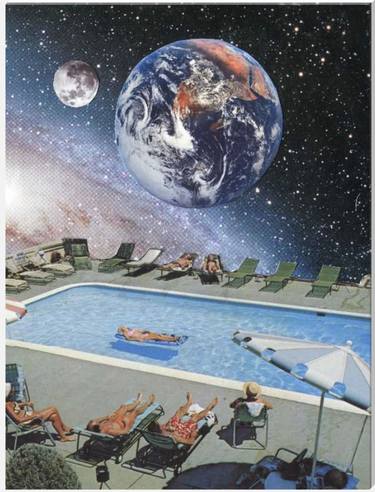 Space swimming pool canvas thumb
