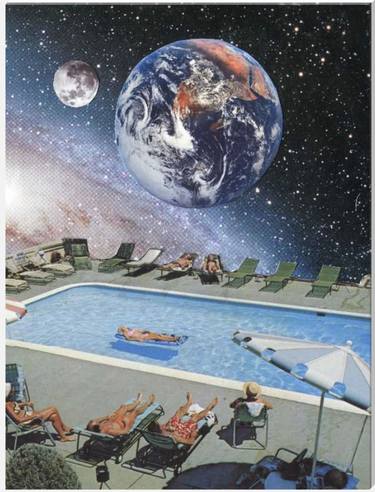 Original Surrealism Outer Space Collage by Maya Land