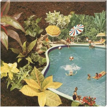 Plants and swimming pool square canvas thumb