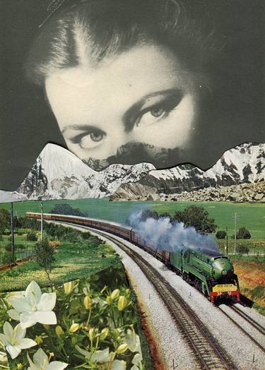 Original Surrealism Train Collage by Maya Land