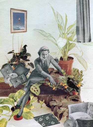 Original Surrealism Botanic Collage by Maya Land