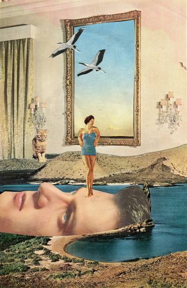 Original Surrealism Seascape Collage by Maya Land