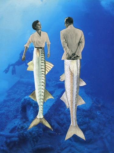 Original Surrealism Fish Collage by Maya Land