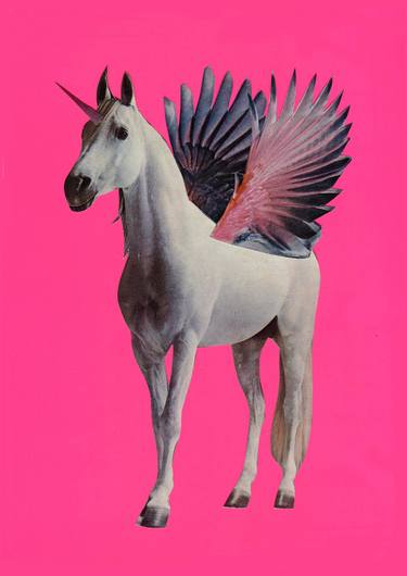 Original Surrealism Horse Collage by Maya Land
