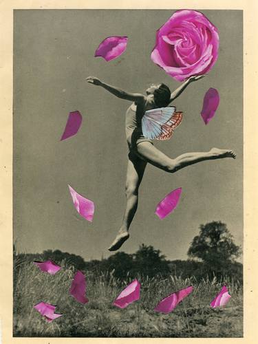 Pink rose original collage thumb