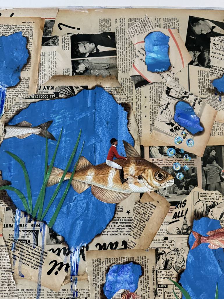Original Surrealism Fish Mixed Media by Maya Land