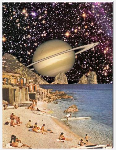 Original Surrealism Beach Collage by Maya Land