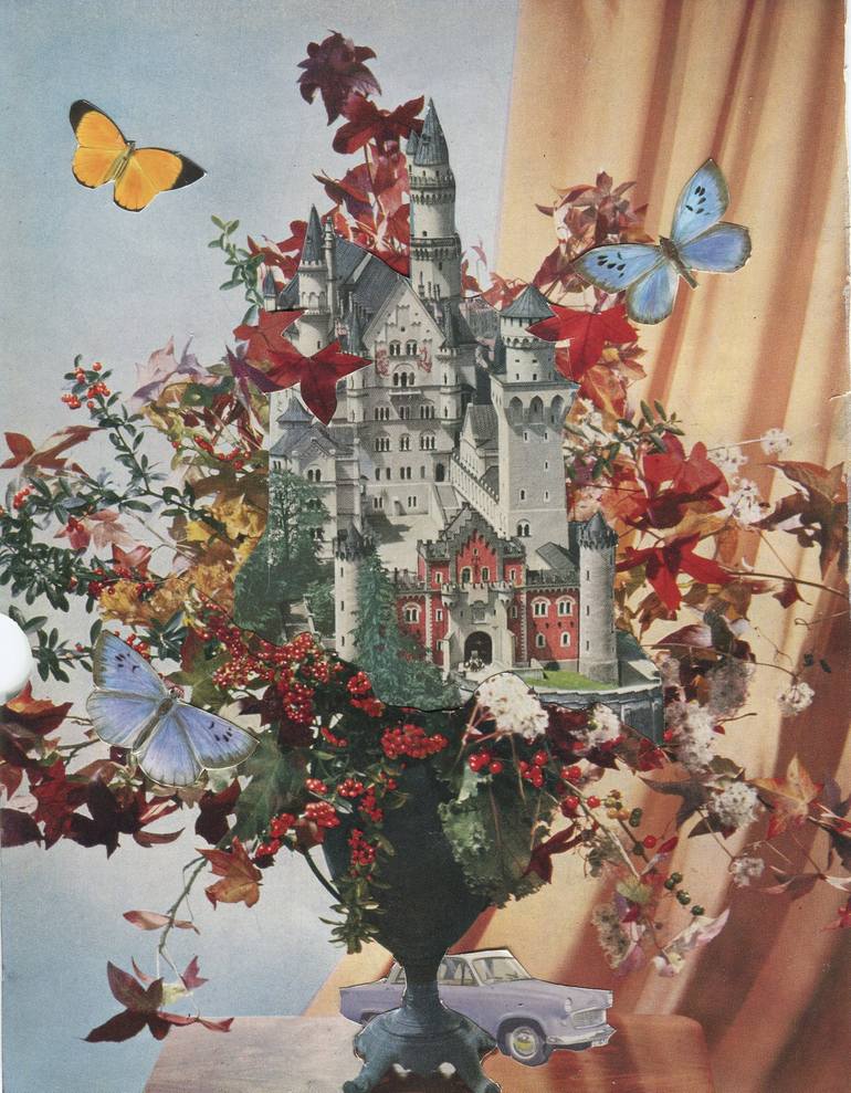 Original Surrealism Floral Collage by Maya Land