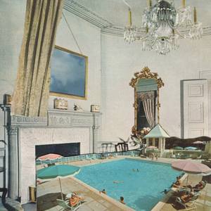 Golden room swimming pool original collage