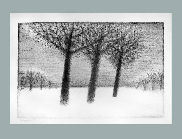 Original Impressionism Tree Drawing by Alexander Dedushev