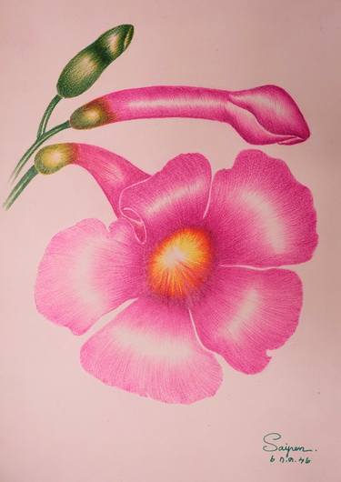 Print of Expressionism Floral Drawings by Saipen Yindee