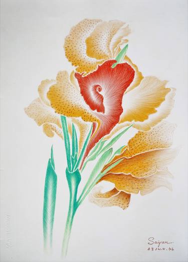 Print of Fine Art Floral Paintings by Saipen Yindee