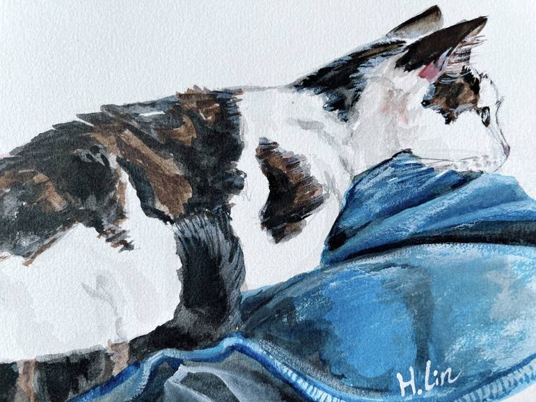 Original Contemporary Cats Painting by Hsin Lin